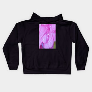 Water droplets on a pink flower Kids Hoodie